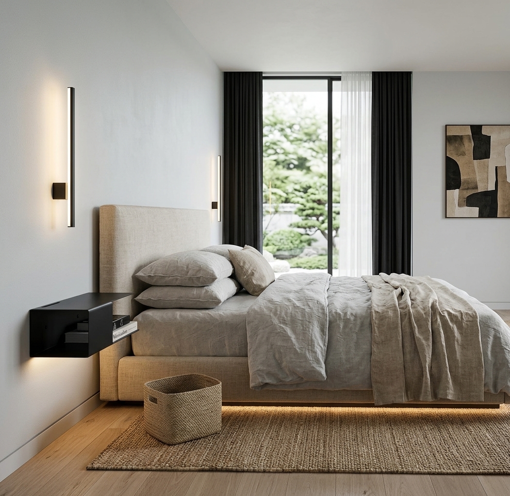 Comodini sospesi in metallo per camera da letto moderna